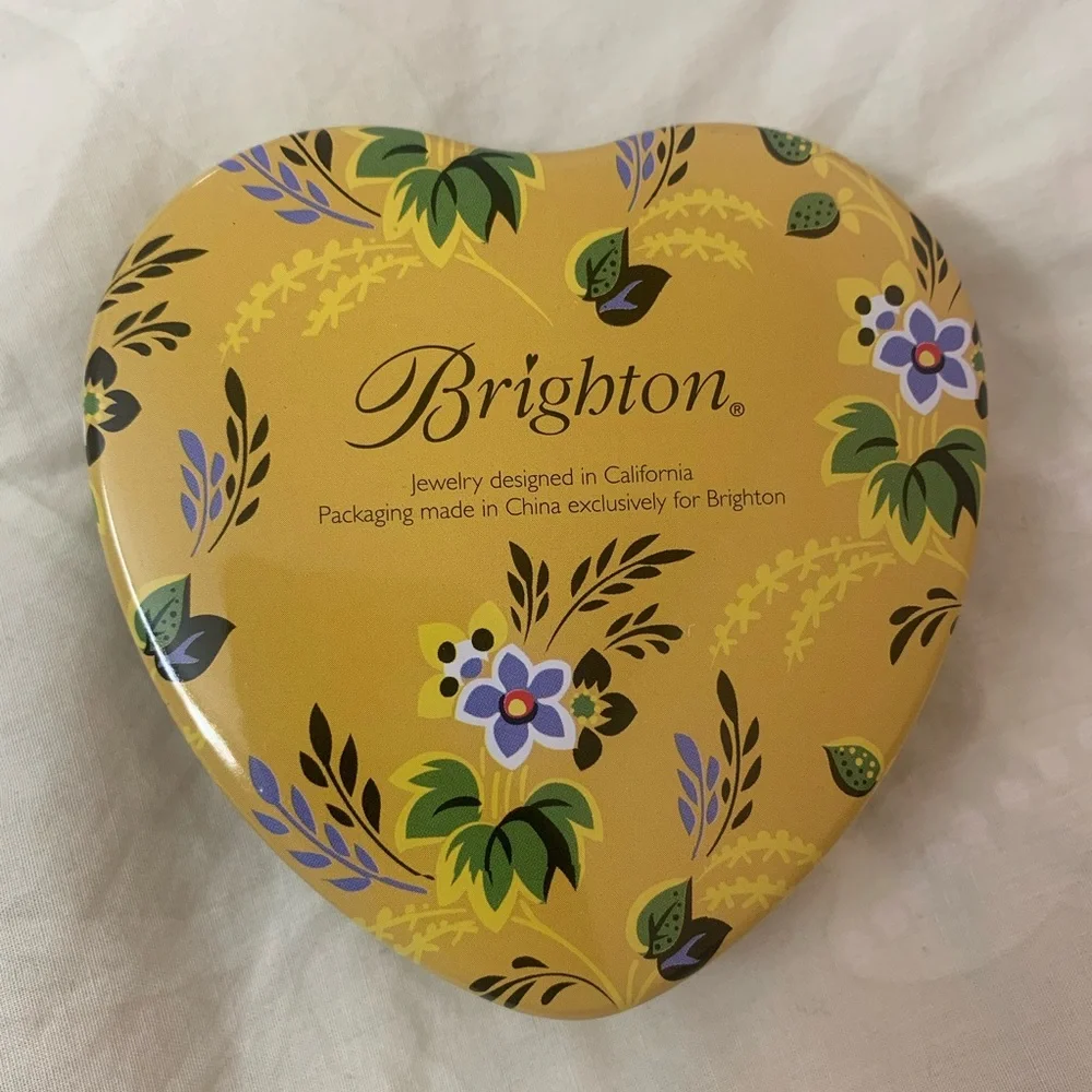 Brighton Floral Heart Shaped Metal Tin Box Jewelry Storage Container